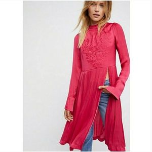 Free People new day embroidered long tunic top